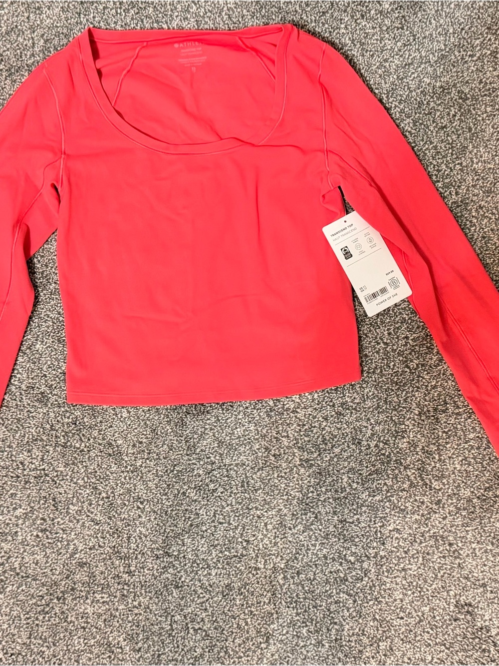 Athleta Long Sleeve Scoop Neck Crop Top - Coral Pink